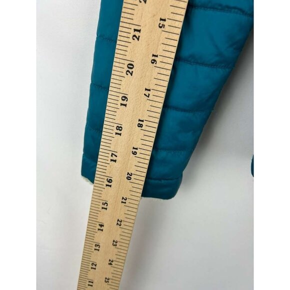 The North Face Reversible Girls Medium Teal Jacket Puffer Fuzzy Fleece Full Zip - Picture 7 of 16